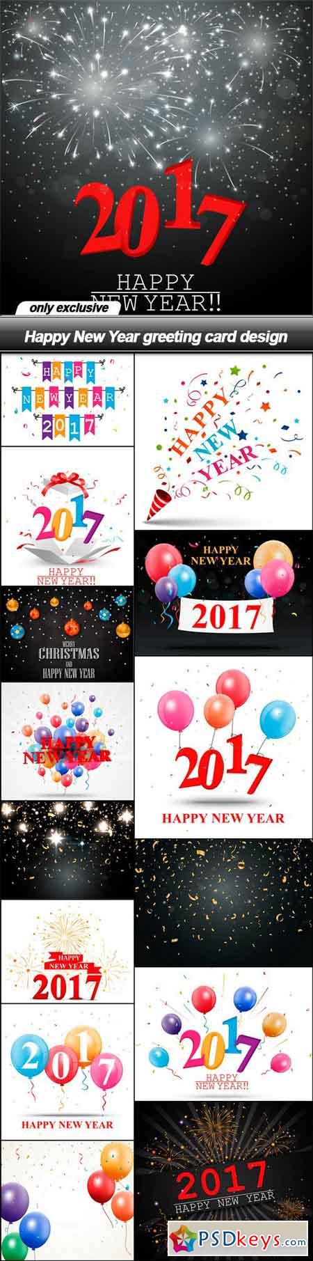 Happy New Year greeting card design - 15 EPS