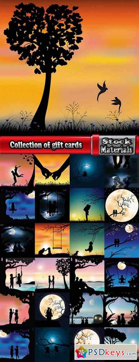 Collection of different vector image gift cards birthday celebration 2-25 Eps