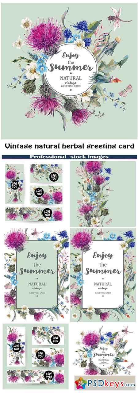 Vintage natural herbal greeting card