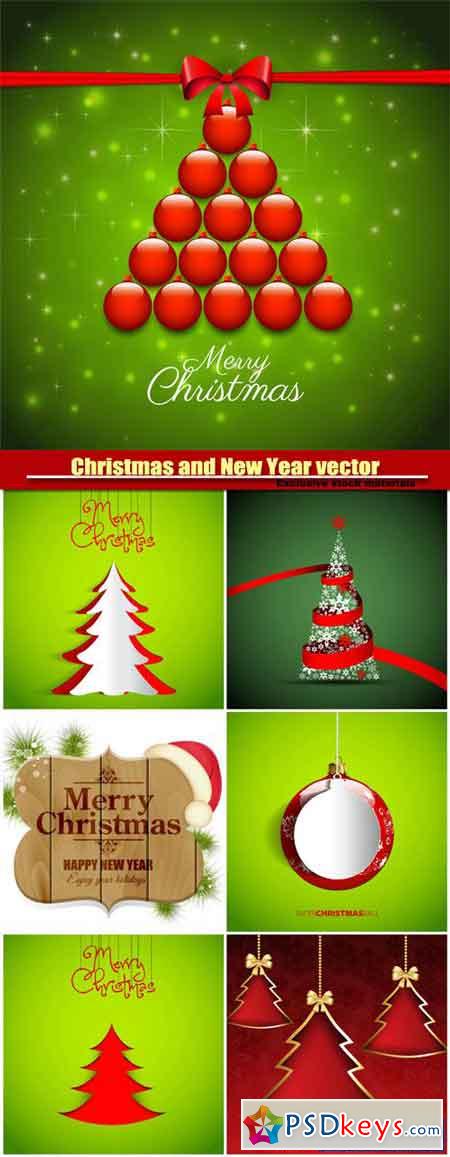 Christmas and Happy New Year, vector holiday backgrounds #3