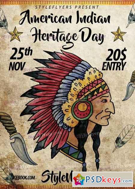 Nov 25 American Indian Heritage Day PSD V5 Flyer Template