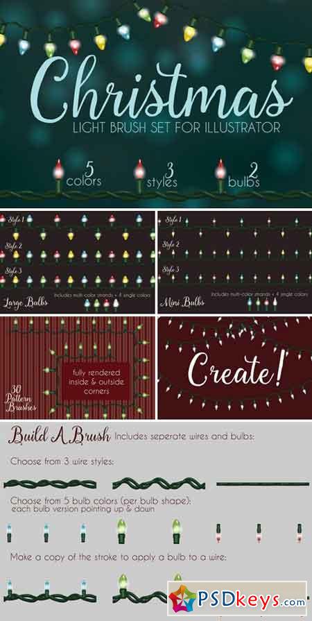 Christmas light brushes Illustrator 1027558