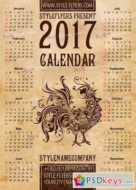 Calendar 2017 PSD V7 Flyer Template