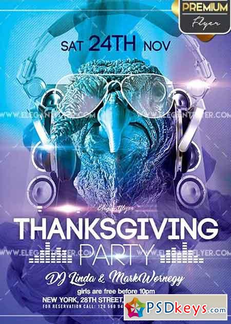 Thanksgiving Party V12 Flyer PSD Template + Facebook Cover