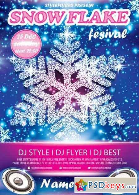 Snow Flake Fesival V1 PSD Flyer Template with Facebook Cover