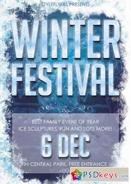 Winter Festival V7 PSD Flyer Template with Facebook Cover