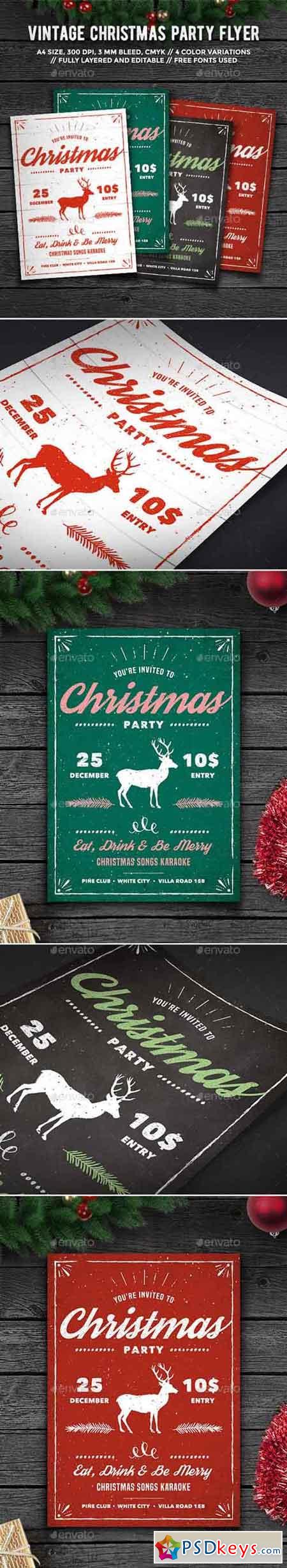 Vintage Christmas Party Flyer 13839276