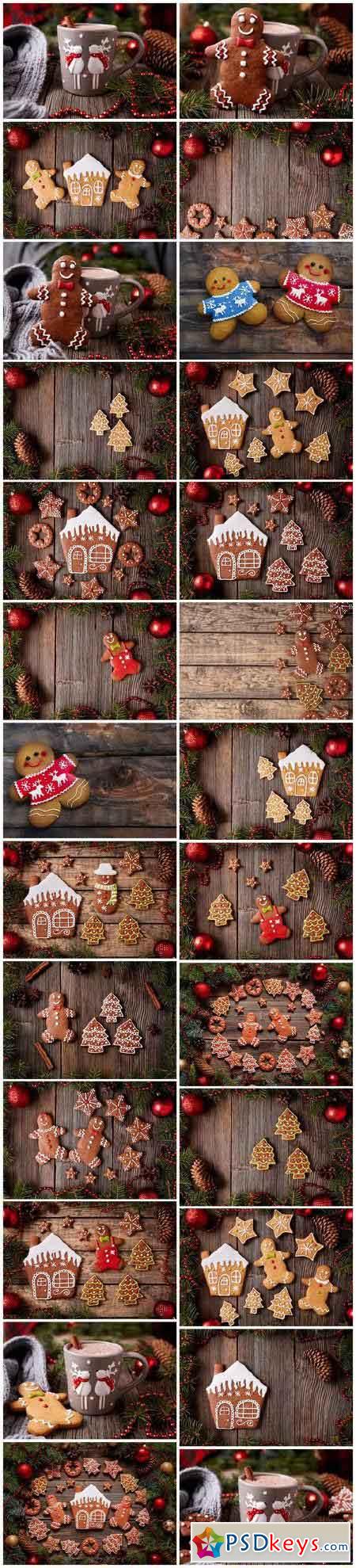 Christmas gingerbread cookies composition - 26xUHQ JPEG Photo Stock