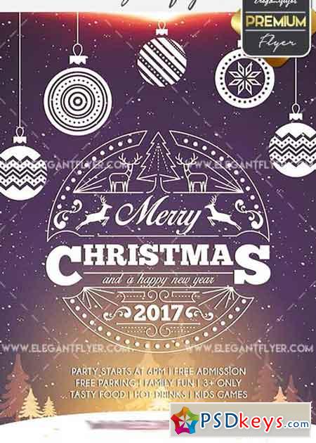 Merry Christmas V20 Flyer PSD Template + Facebook Cover