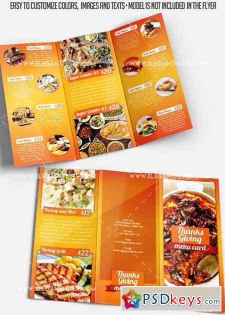 Thanksgiving Menu V1 Premium Tri-Fold PSD Brochure Template