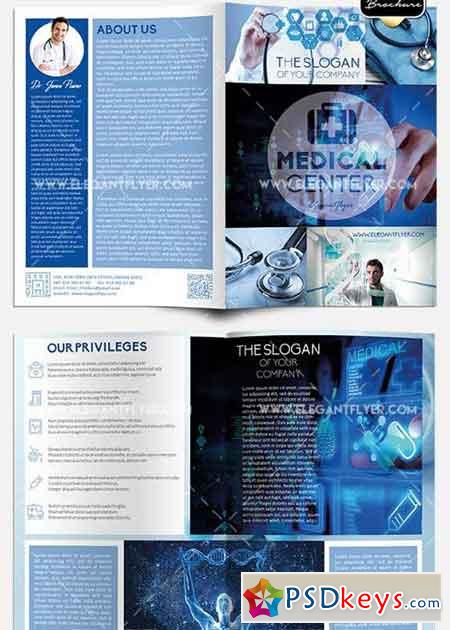 Medicine V1 Premium Bi-Fold PSD Brochure Template