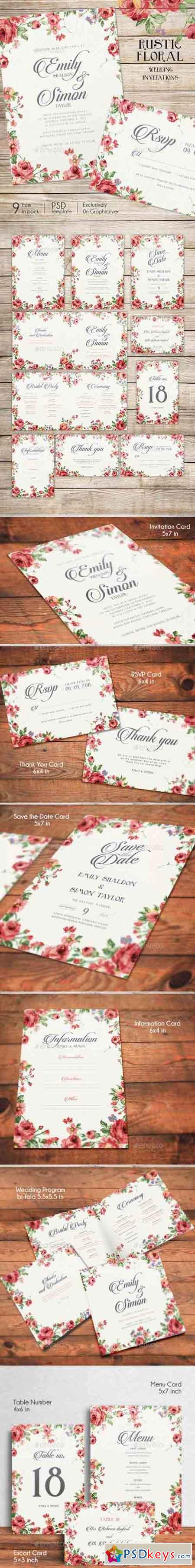 Rustic Floral Wedding Invitations 10358801