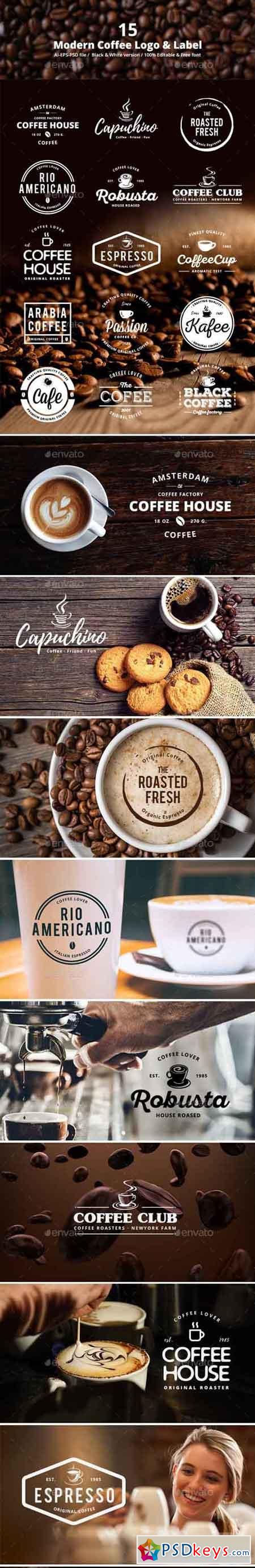 15 Modern Coffee Logo & Label 17684276