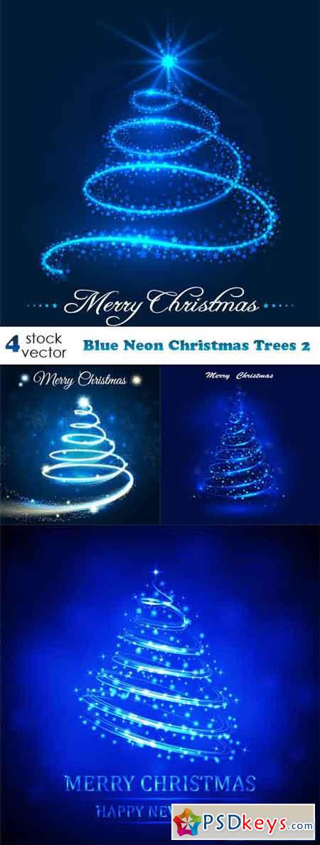 Blue Neon Christmas Trees 2