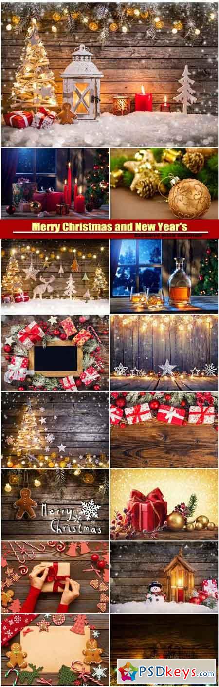 Merry Christmas and New Year's background, homemade decoration, gift box with christmas balls