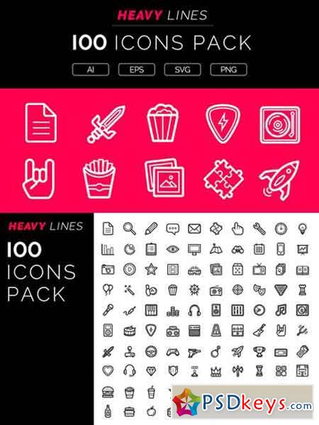 Heavy Lines  100 Icons Pack 1029012