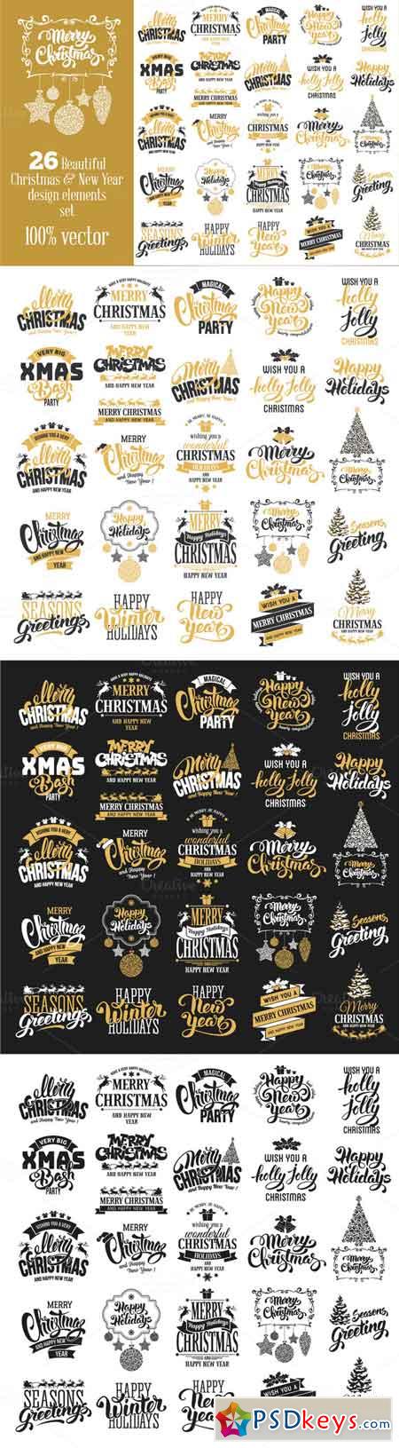 Christmas & New Year Badges Set 1071013