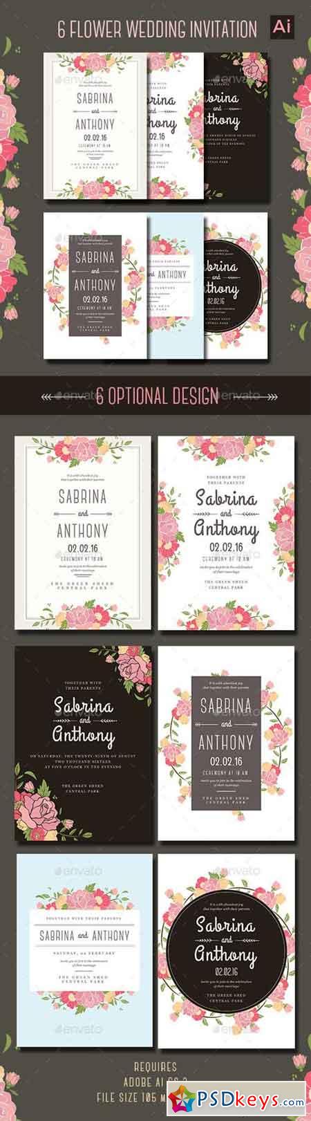 6 Floral Wedding Invitation 13090147