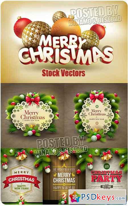 Merry Christmas and New Year - Stock Vectors