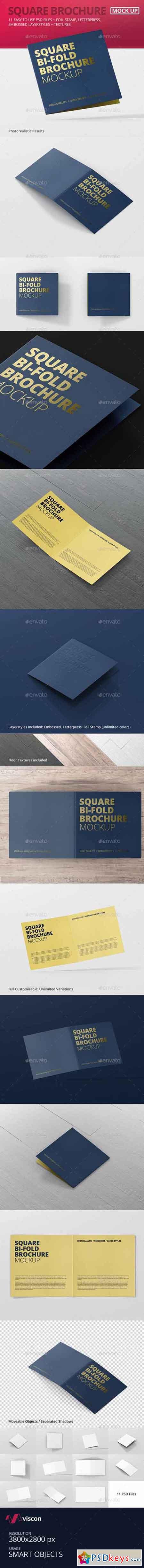 Square Bi-Fold Brochure Mock-Up 13876728
