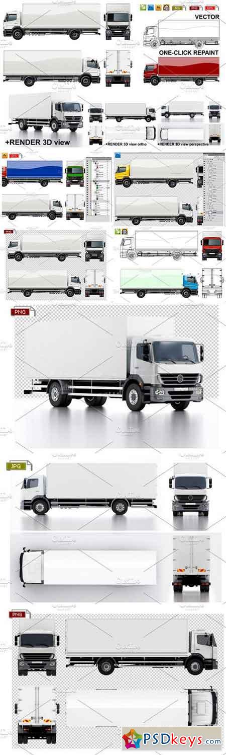 Delivery cargo truck mockup pack 1084889