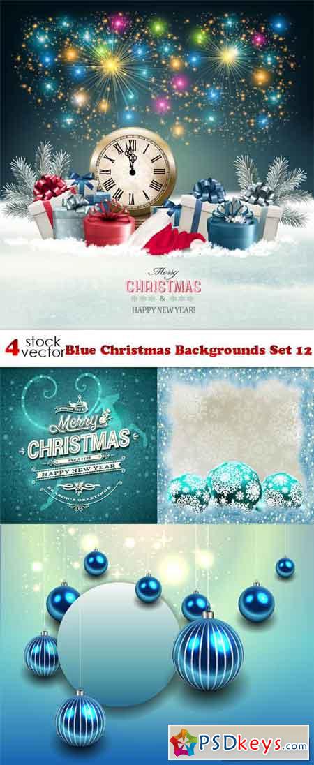 Blue Christmas Backgrounds Set 12