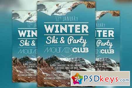 Winter Ski Party Flyer Template 164349