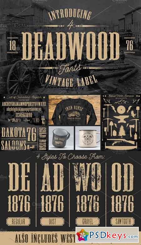 Deadwood Vintage Typeface w Bonus 1087928