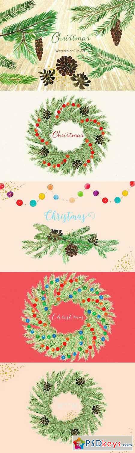 Winter Christmas Watercolor Clipart 415389