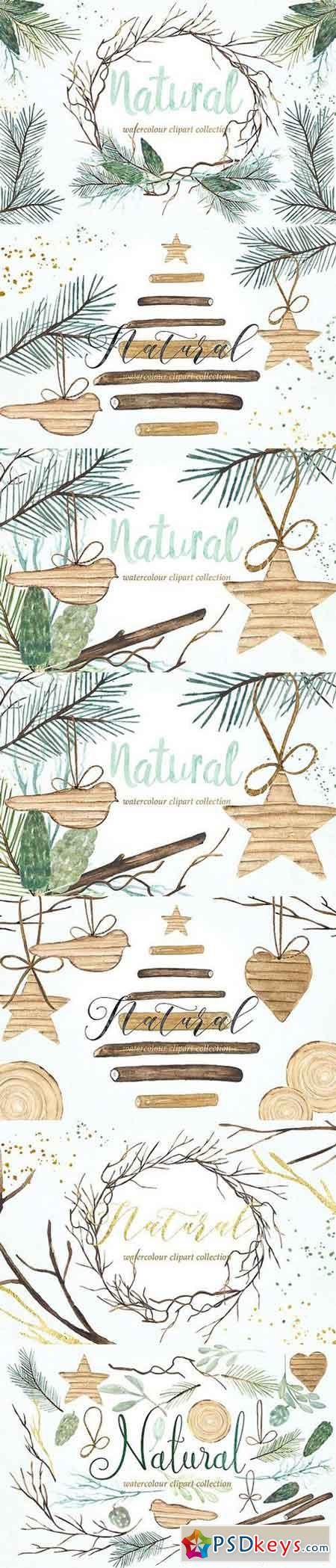 Natural winter. Watercolor clipart 959018