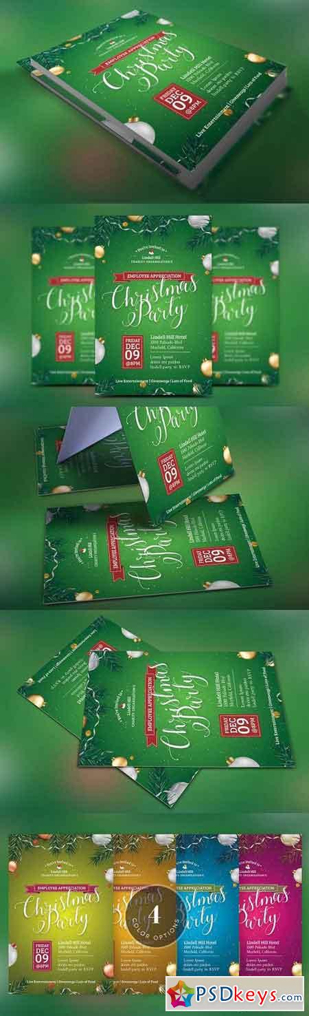 Green Christmas Party Flyer Template 1093881