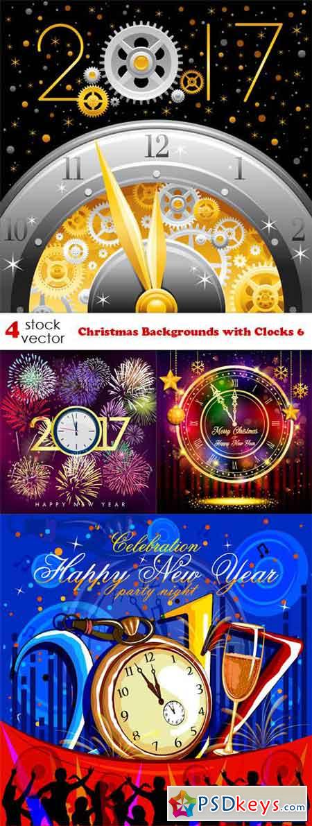 Christmas Backgrounds with Clocks 6