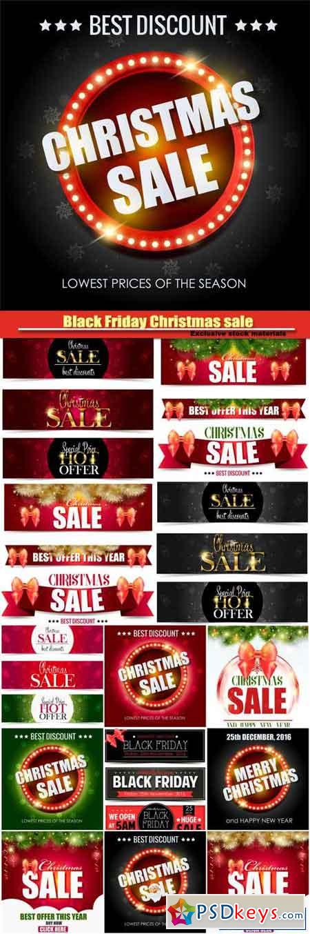 Black Friday Christmas sale, backgrounds and banners vector