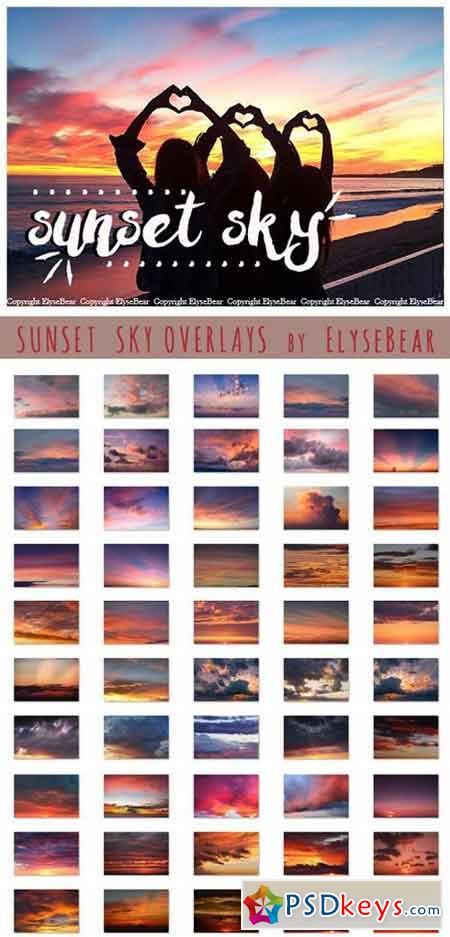 50 Sunset Sky Photoshop Overlays 1100892