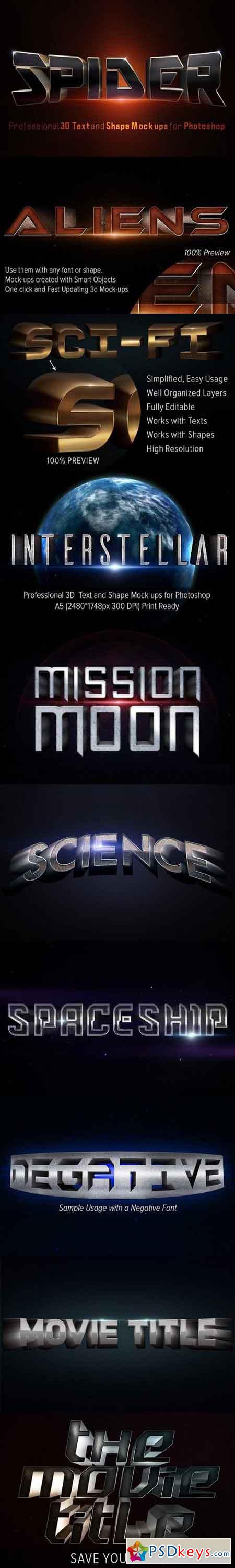 3D Movie Titles Photoshop Mock-Ups 1062799