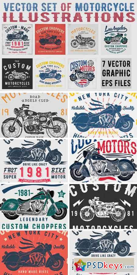 Vector Set Of Motorcycles  1108810
