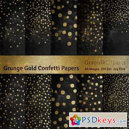 Grunge Gold Confetti Digital Papers 804594
