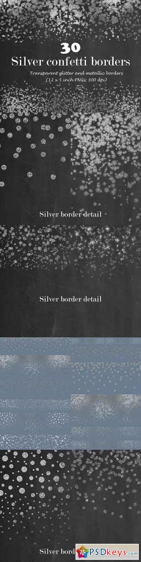 Silver confetti border overlay 1110060