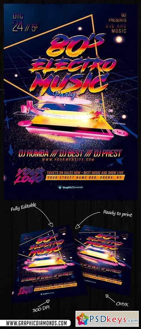 80's Electro Music Flyer PSD 769330