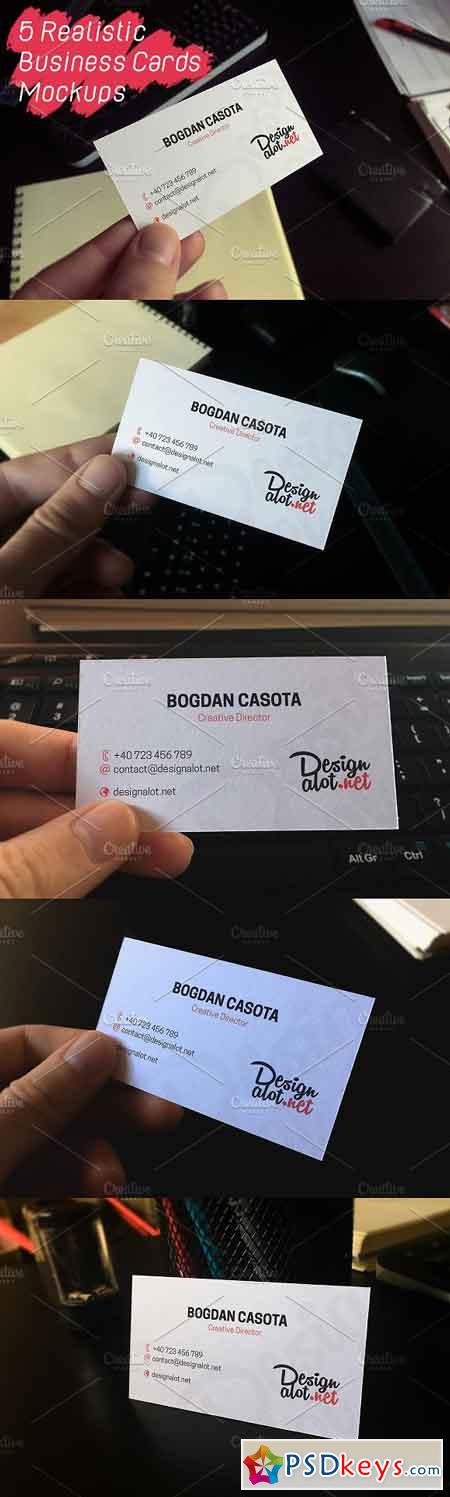 5 Realistic Business Cards Mockups 1015693