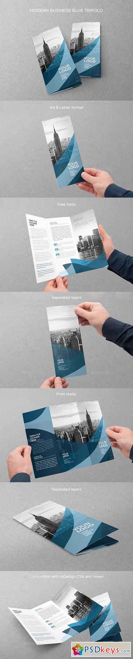 Modern Business Blue Trifold 15589257