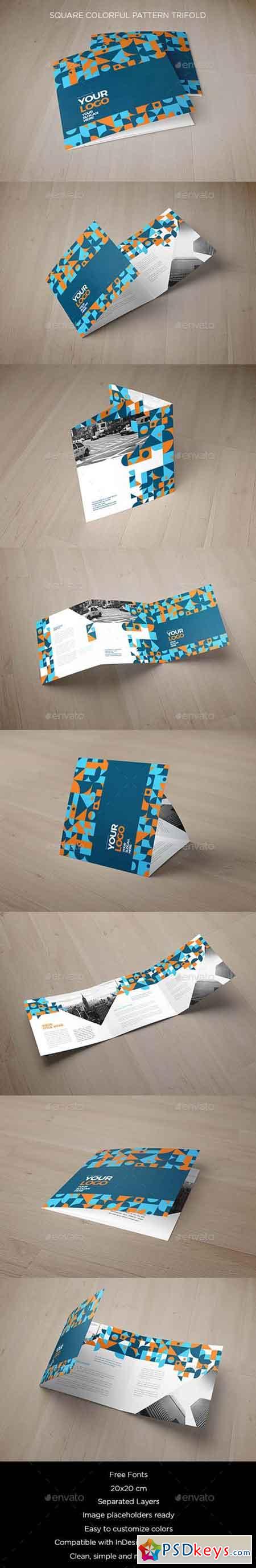 Square Colorful Pattern Trifold 19239485