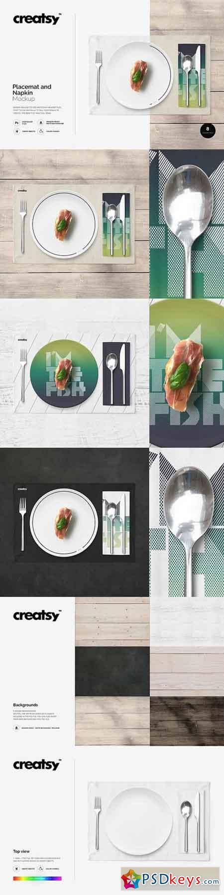Placemat and Napkin Mockup 1142076