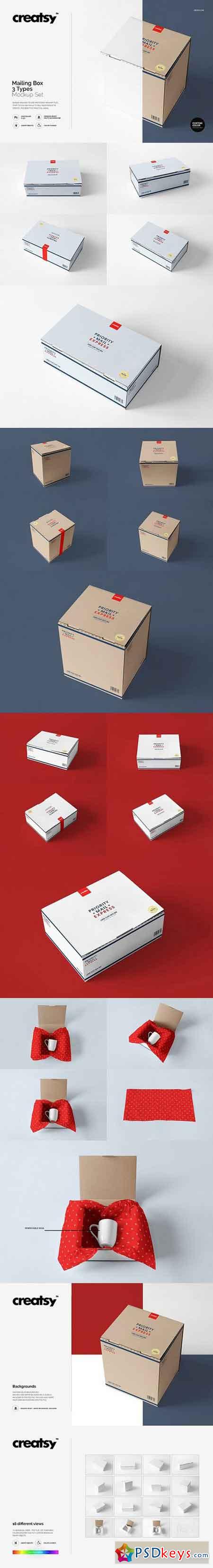Mailing Box 3 Types Mockup Set 1144518