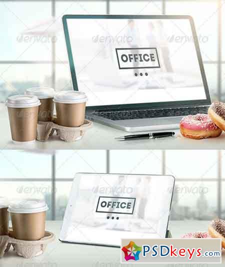 Mock-Up Laptop and tablet (PSD). Office style 7255500