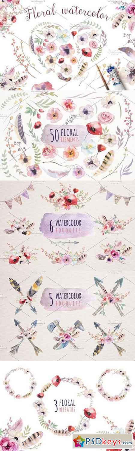 Watercolor floral set II 635491
