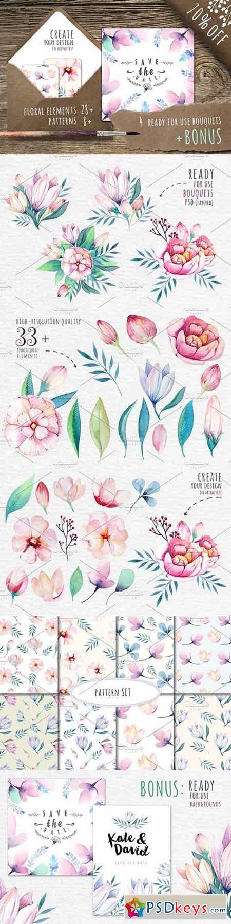 Watercolour floral DIY+Bonus 343520