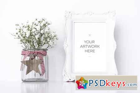 White Frame Mockup PSD & JPG