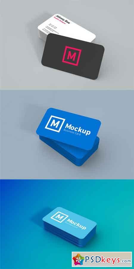 Rounded Business Cards Mockup