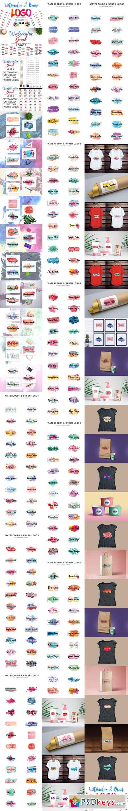 Watercolor & Brush Premade Logos